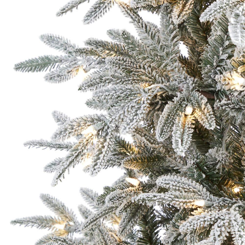 7.5 ft. Pre-Lit Flocked Manchester Spruce Artificial Christmas Tree with 450 Clear Lights
