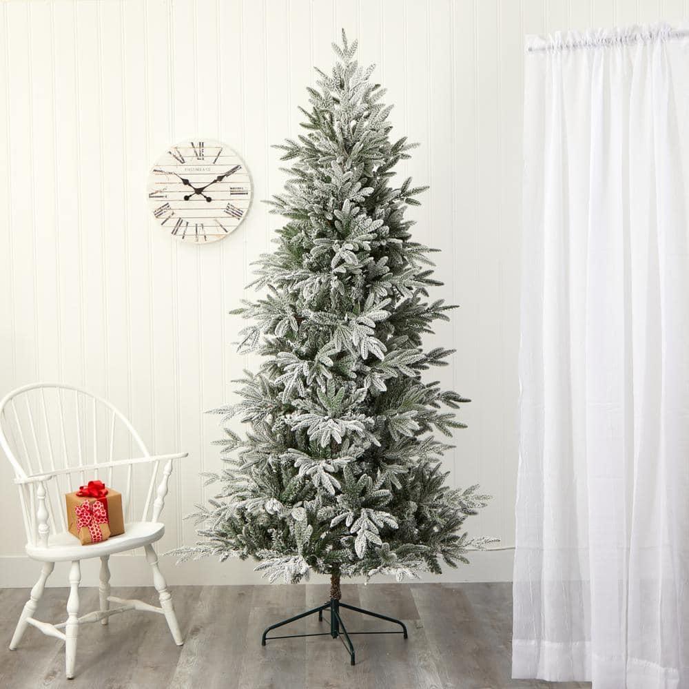 7.5 ft. Pre-Lit Flocked Manchester Spruce Artificial Christmas Tree with 450 Clear Lights