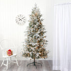 7.5 ft. Pre-Lit Flocked Manchester Spruce Artificial Christmas Tree with 450 Clear Lights
