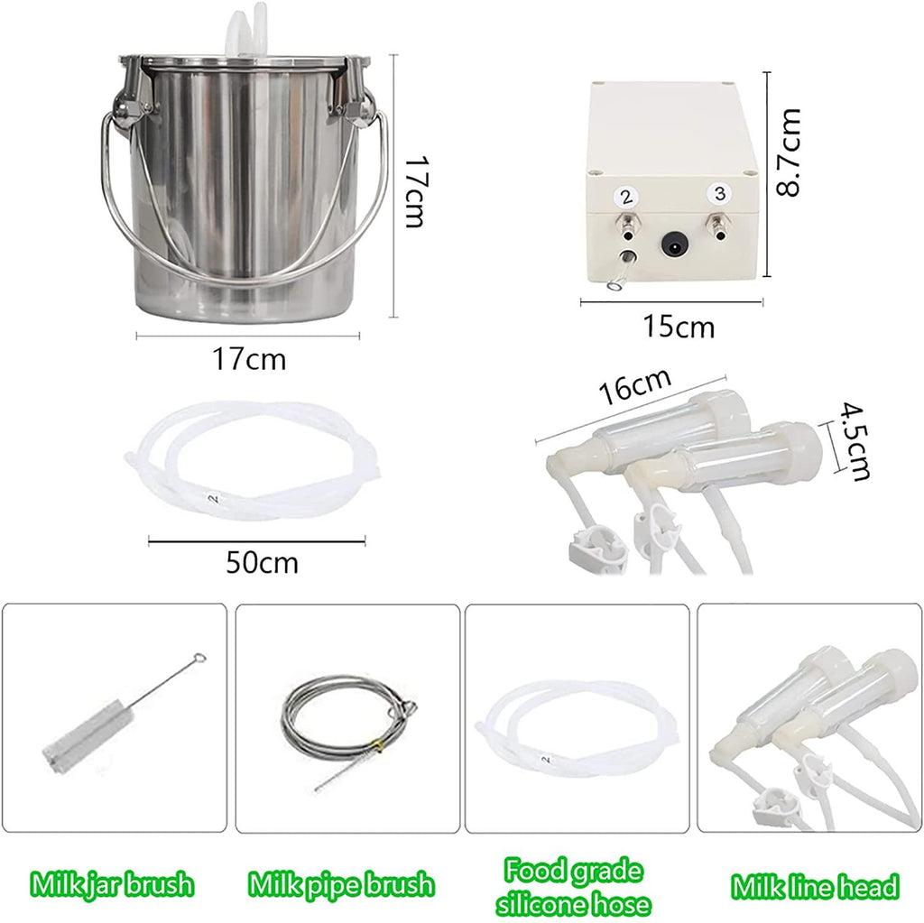 dishengzhen goat milking machine, 3l electric vacuum pulsation suction pump milker machine auto-stop device for goat sheep, livestock household farm milking equipment
