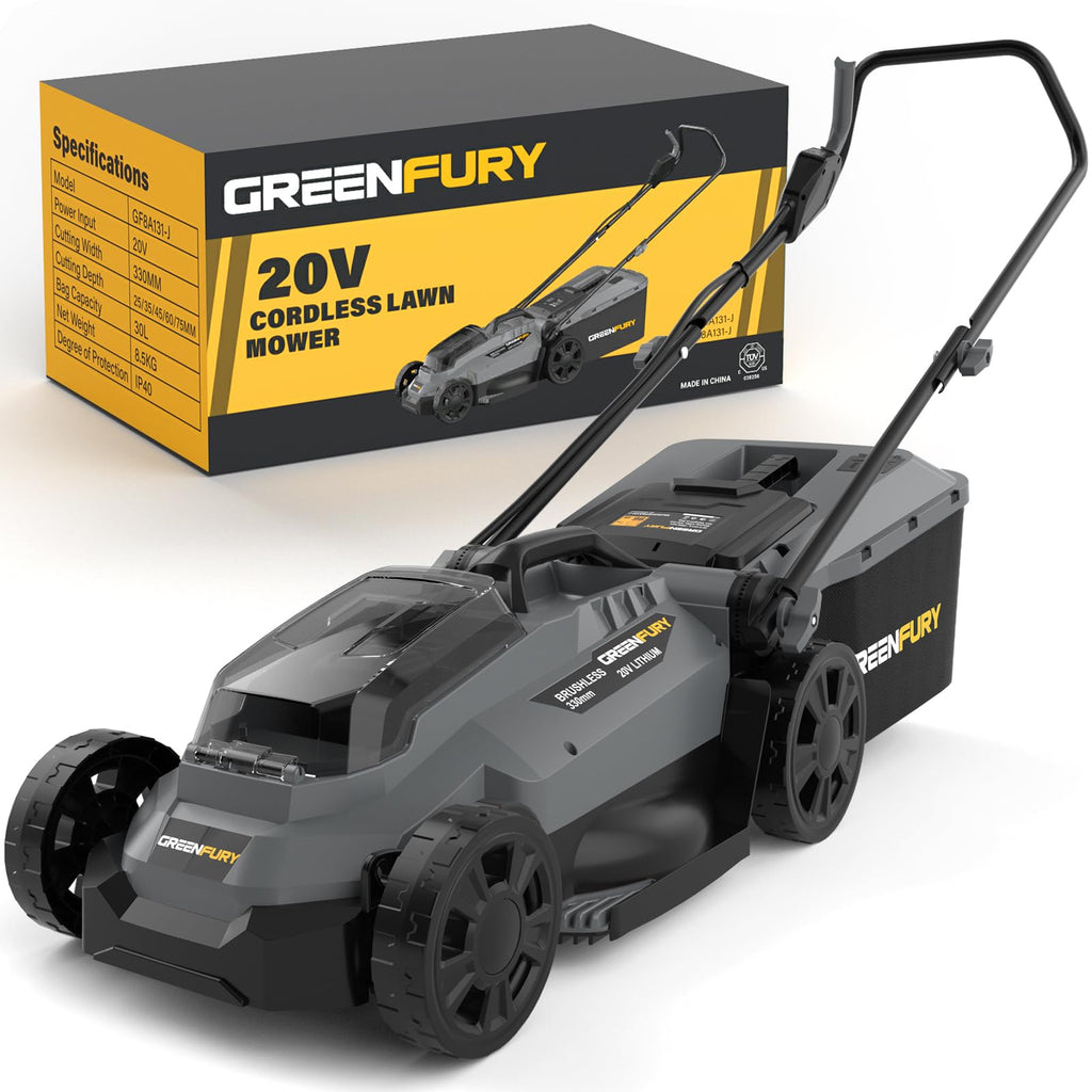 Cordless Lawn Mower Compatible with Dewalt 20V MAX Battery (Tool Only) | 13" Deck, Brushless Motor, 5-Position Height Adjust, 8 Gal Bag, Ideal for Small Yards