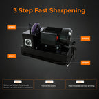 Lawn Mower Blade Sharpener, 1HP 750W Bench Grinder with 9-Inch Ceramic Wheel, 30°/40° Angle Brackets, for High/Low Lift, Gator &amp; Flat Blades, with Extra Replacement Sandpapers