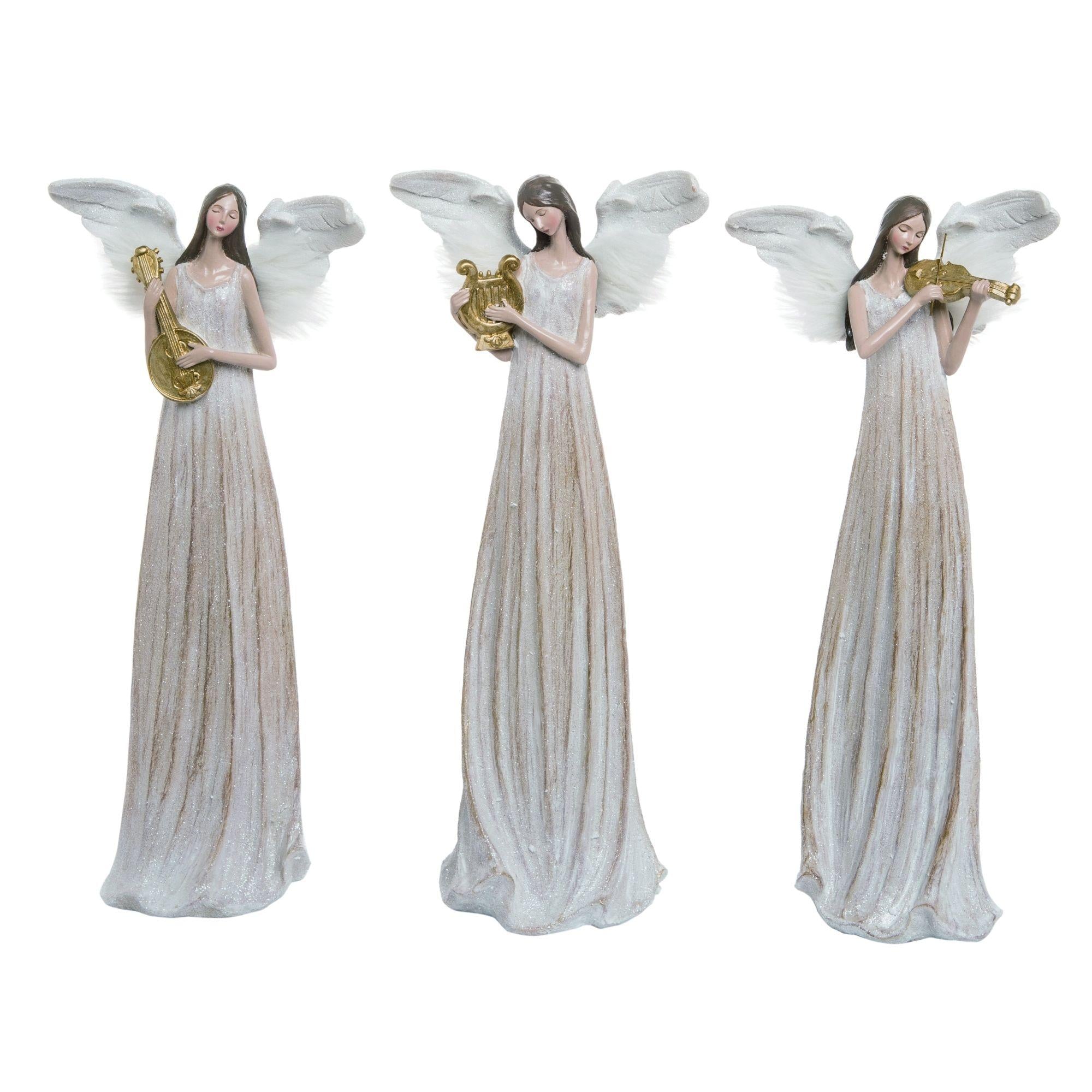 Set of 3 White Christmas Harmony Angel Decor 15"