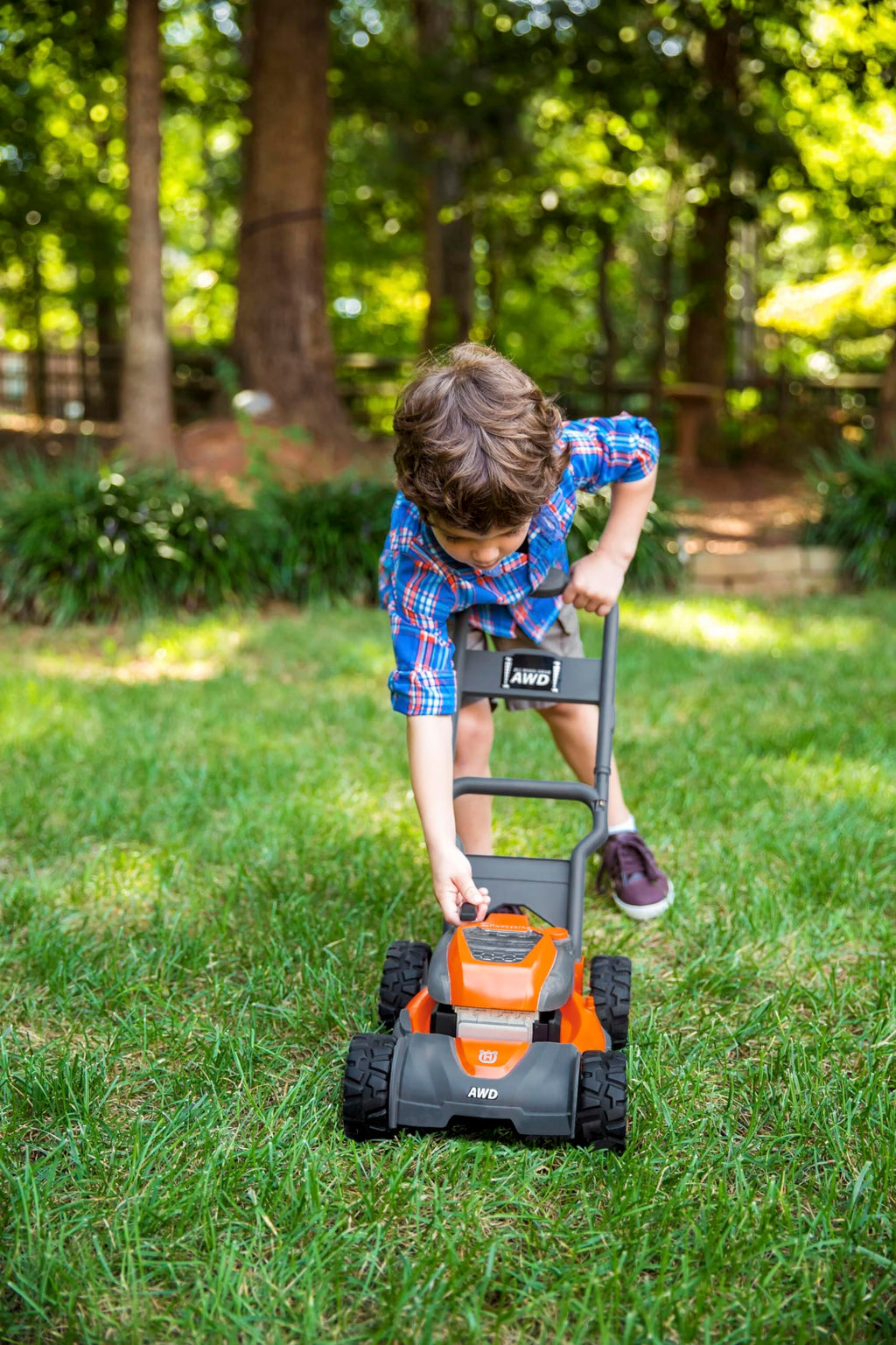 Toy Lawn Mower with Realistic Sounds and Light-Up Engine, Toddler Lawn Mower Toy for Ages 2 and Up