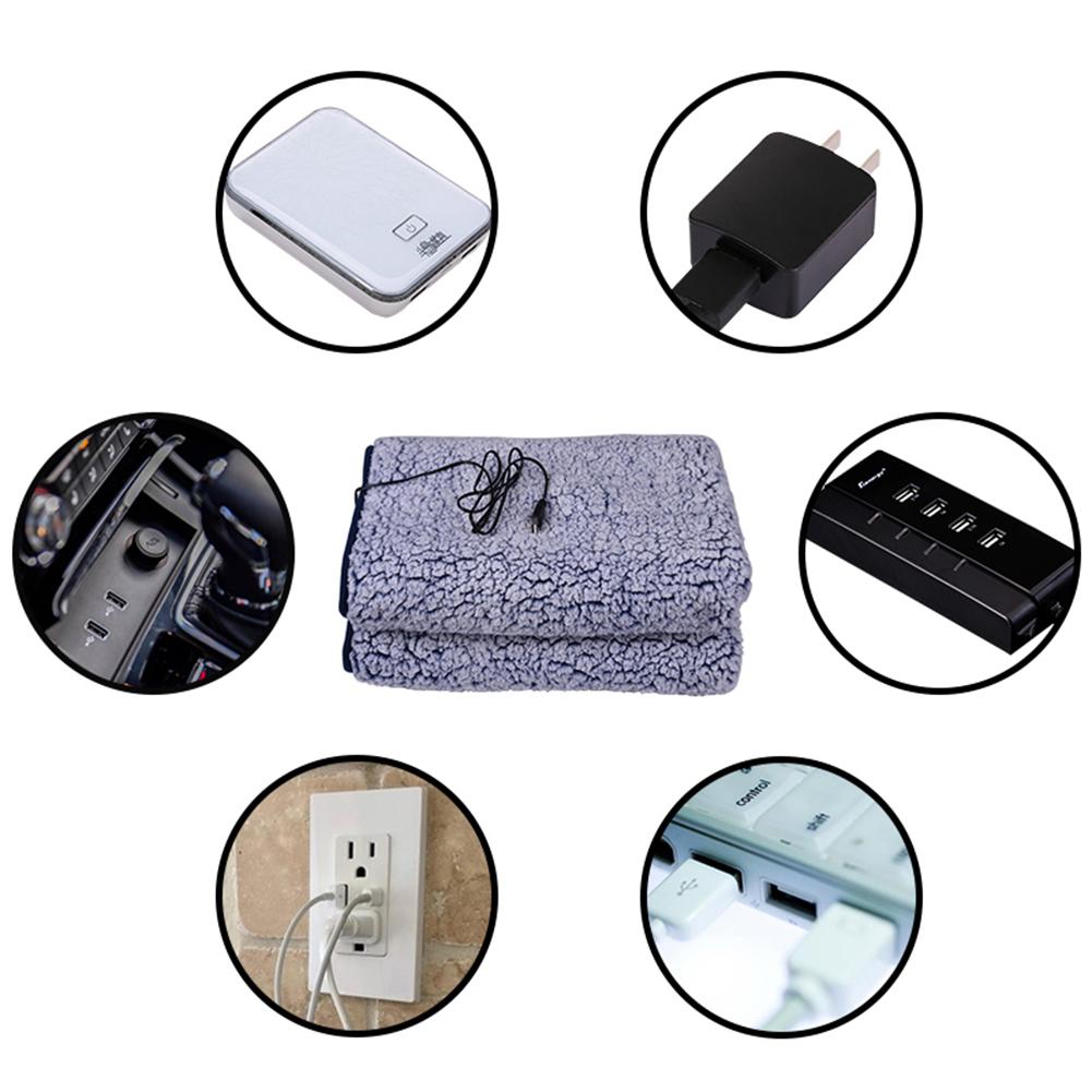 Heated Blanket Soft Electric USB Blanket Machine Washable for Home Travel Office 110*70cm