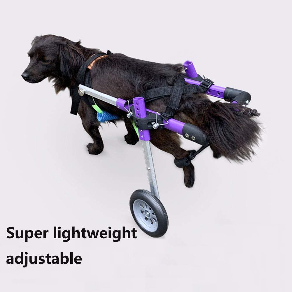 ELEAMO Adjustable Pet Dog Hind Leg Rehabilitation Wheelchair 2 Wheel Dog Wheelchair Stroller Aviation Aluminum Alloy Portable Shock Absorber Suitable for Small Disabled Dog Wheel,S