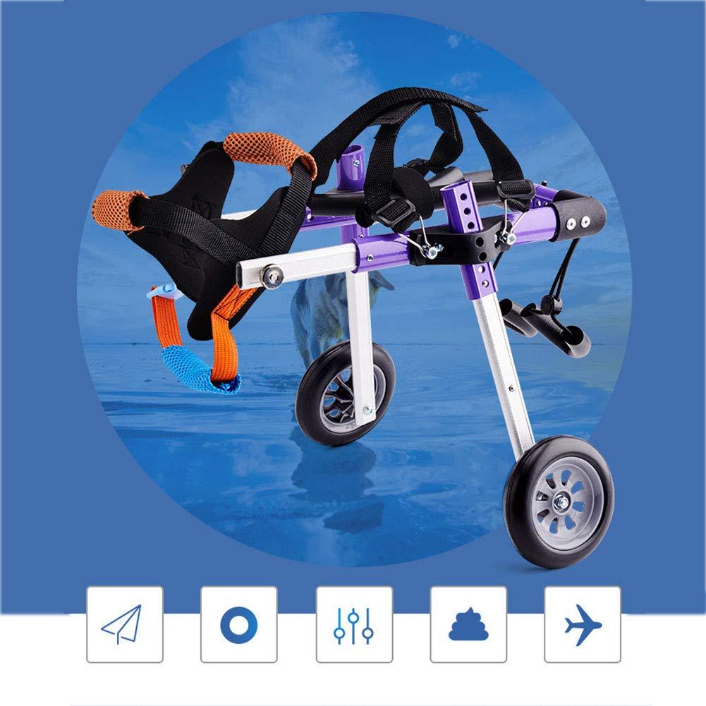 ELEAMO Adjustable Pet Dog Hind Leg Rehabilitation Wheelchair 2 Wheel Dog Wheelchair Stroller Aviation Aluminum Alloy Portable Shock Absorber Suitable for Small Disabled Dog Wheel,S