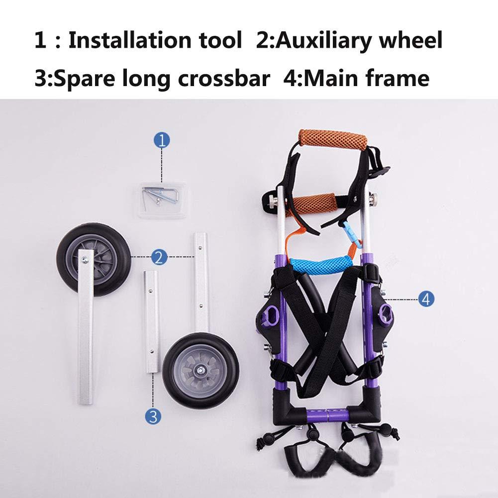 ELEAMO Adjustable Pet Dog Hind Leg Rehabilitation Wheelchair 2 Wheel Dog Wheelchair Stroller Aviation Aluminum Alloy Portable Shock Absorber Suitable for Small Disabled Dog Wheel,S