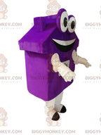 Purple house BIGGYMONKEYmascot costume with big eyes and a big smile