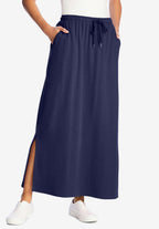 sport knit side-slit skirt