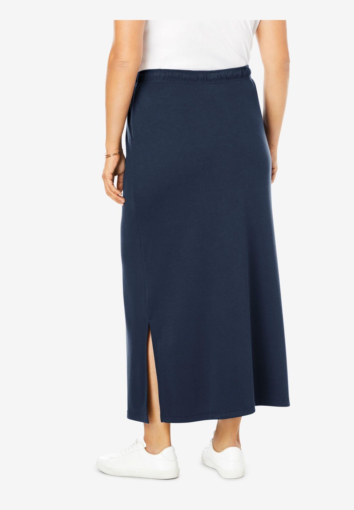 sport knit side-slit skirt