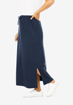 sport knit side-slit skirt