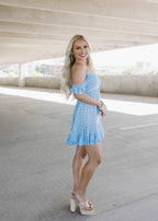 baby blue smocked mini dress