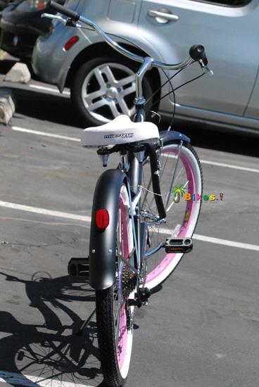 Micargi ROVER 7 Speed Beach Cruiser  TX-35 7 Speed V-Brake  Steel Spokes One Piece Crank Alloy Pink Rims 36H With Fender Color: Matte Black