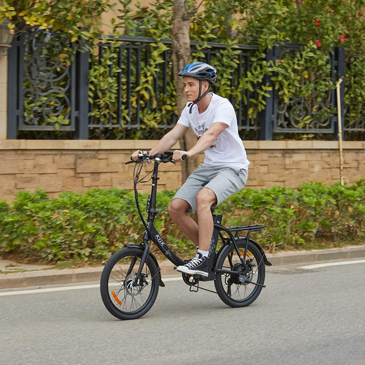 WOOKRAYS Folding Electric Bike, 20" 350W Electric Bicycle with 36V 10.4Ah Removable Battery, Max 20MPH 7 Speed E-Bike for Adults
