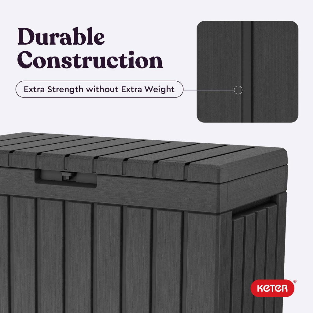 Kent50 Gallon Resin Deck Box-Organization and Storafor Patio Cushions, Throw Pillows and Garden Tools, Dark Grey