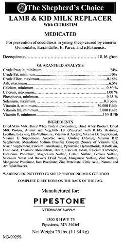 premier shepherd's choice lamb &amp; kid instant milk replacer - 45 lb.