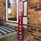 40 in. Red Believe Outdoor Lighted Pillar