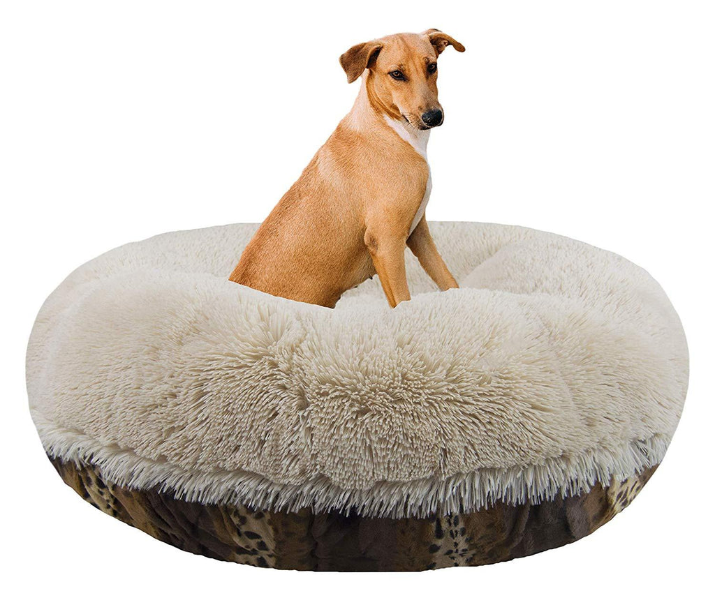 Bessie and Barnie Signature Wild Kingdom / Blondie Luxury Shag Extra Plush  Fur Bagel Pet / Dog Bed (Multiple Sizes)