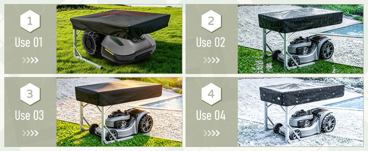 Robot Lawn Mower Garage, Waterproof Outdoor Shelter &amp; Carport for Most Robotic Mowers, Universal Easy Setup Rain Protection Panel Awning Shed, 19" W x 30" L x15.7 H