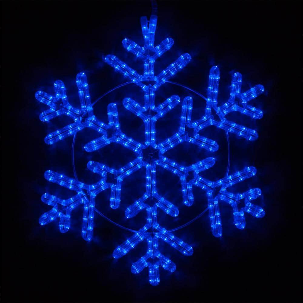 24 in. 314-Light LED Blue Hanging Snowflake Decor