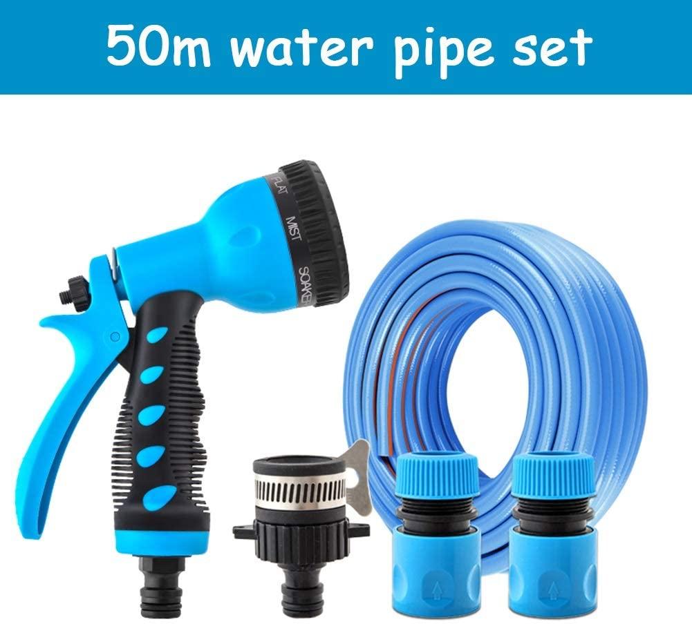ZHJING Garden Hose Nozzles High Pressure Water Gun 1/2" Water Pipe Watering Blue (Size : 50m Water Pipe Set)