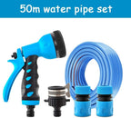 ZHJING Garden Hose Nozzles High Pressure Water Gun 1/2" Water Pipe Watering Blue (Size : 50m Water Pipe Set)