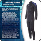 Henderson Thermoprene 5mm Back Zippered Mens Jumpsuit, Black/Blue, Medium