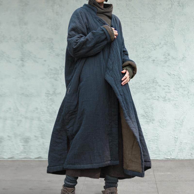 plus size autumn winter vintage loose cotton coat