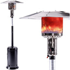 Aibecy Outdoor Patio Propane with Portable Wheels 47,000 BTU 88 inch Standing Gas Outside Stainless Steel Commercial &amp; Residential Hammered Black for Party Restaurant Garden Yard