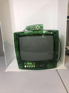 zenith c13a04lg transparent green 13" inch color prison tv, has remote. 2000