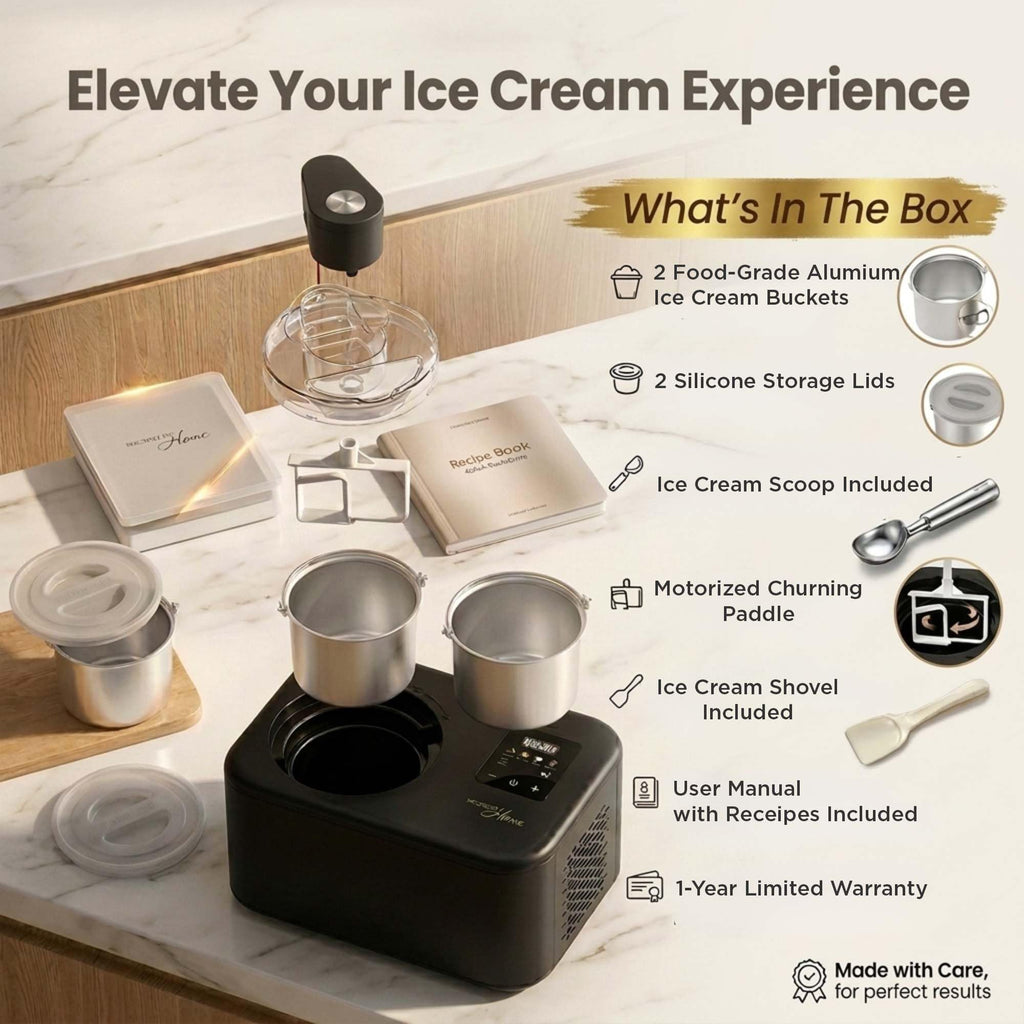 Home, 1.2 Qt Electric Ice Cream Maker with Compressor, Touchscreen Ice Cream Machine, -In Compressor, Automatic Sorbet, FroYo, Italian Ice Maker, No Pre-Freeze