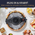 EIM402 Old Fashioned 4 Quart  Bucket Electric Ice Cream Maker Machine, Bonus Classic Die-Cast Hand Crank for Churning, Uses Ice and Rock Salt Churns Ice Cream in Minutes
