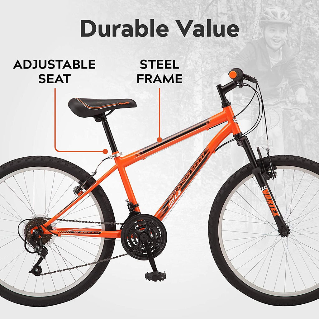 Pacific Mountain Adult Sport Bike, 24-26-Inch Wheels, Multiple Colors