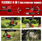 20000 RPM Electric Weed Wacker with Wheel,12″ Brushless Cordless Weed Eater Battery Powered, 4-in-1 Brush Cutter/String Trimmer/Grass Edger Tool/Lawn Mower, Stringless Weed Trimmer,5 Blade,2 Battery