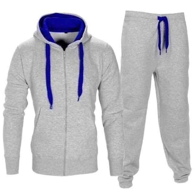Tracksuit Men 2021 Autumn Sportwear Fashion Mens Hip Hop Set 2PC Zipper Hooded Sweatshirt Jacket+Pant Suit