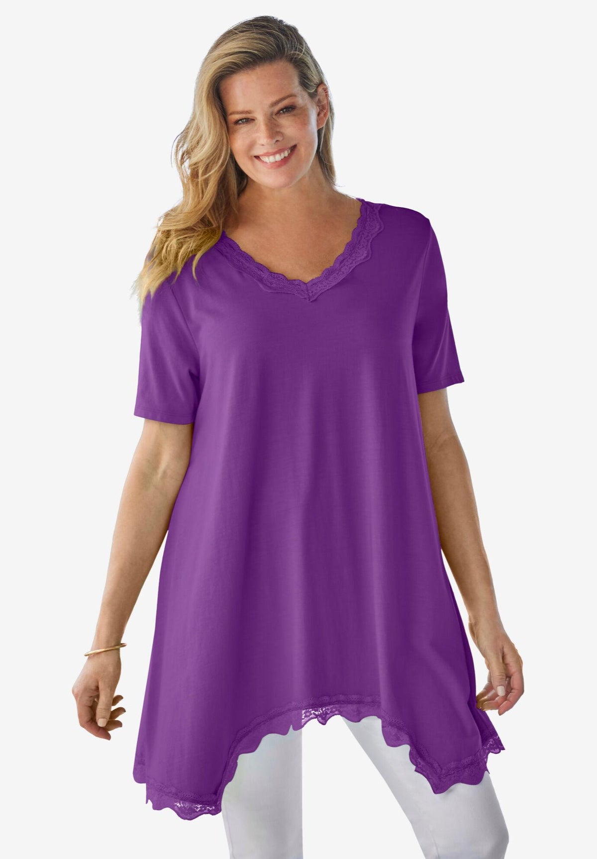 lace hankey hem tunic