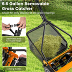 Manual Lawn Mower, 14 Inch 5-Blade Walk-Behind Cordless Grass Cutter with 7 Gallon Removable Grass Collect Bag, Adjustable Cutting Heights, Push Reel Lawn Mower for Yard, Garden