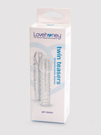 Lovehoney Twin Teasers Textured Penis Sleeves (2 Pack), Clear
