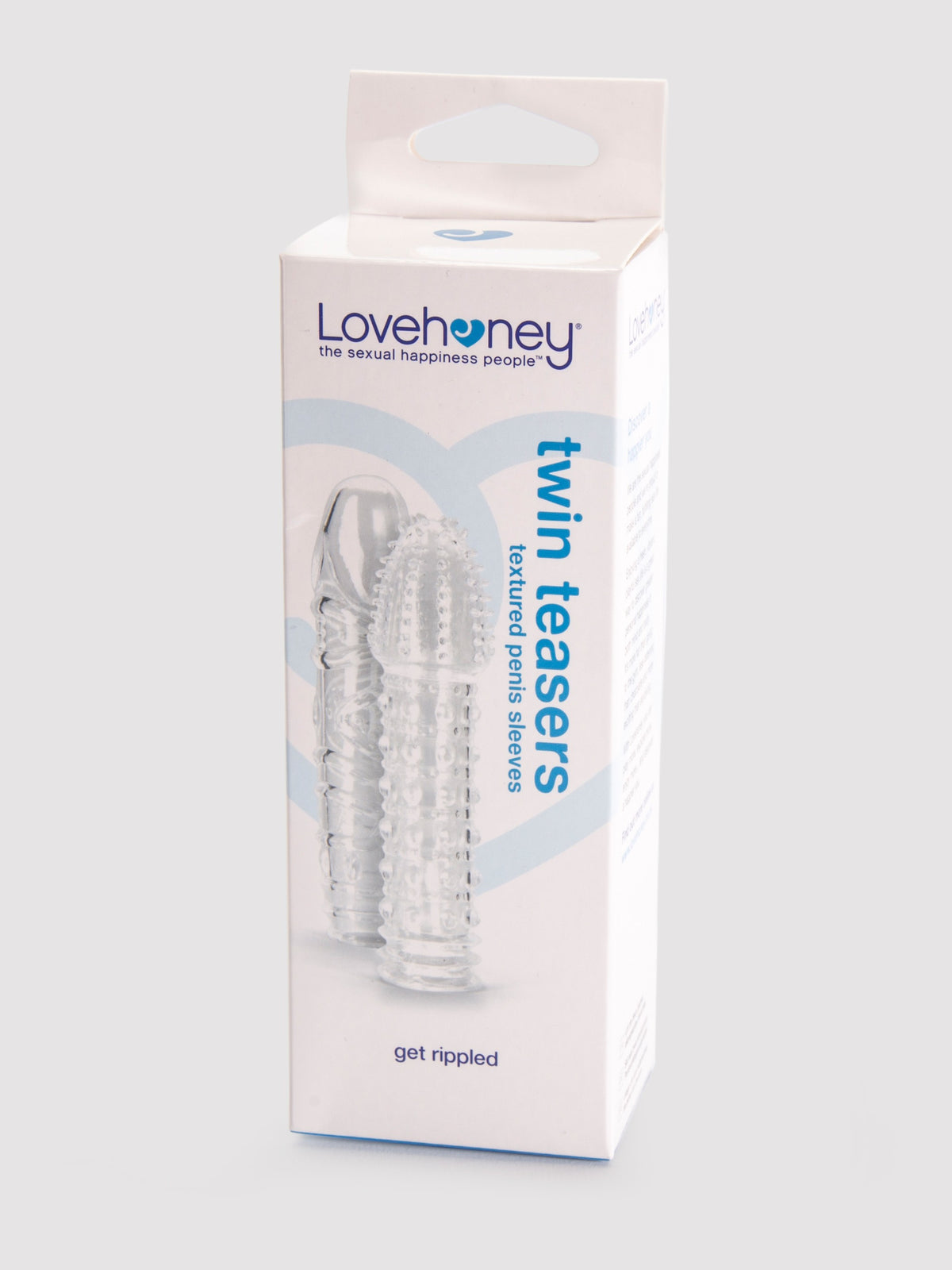Lovehoney Twin Teasers Textured Penis Sleeves (2 Pack), Clear