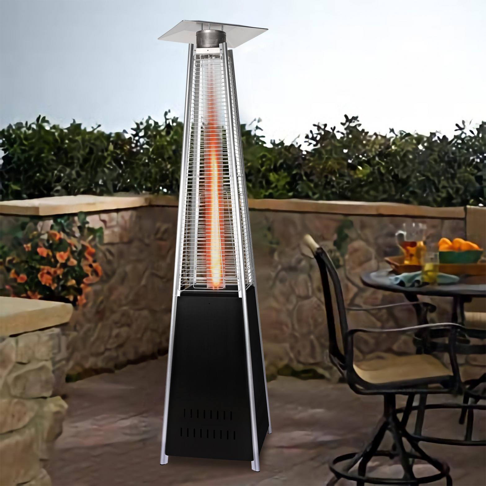 Follure Space Heater,Propane Heater,Patio Heater,42,000 BTU Pyrami-d Flame Outdoor Heater Propane Heater With Wheel,Black