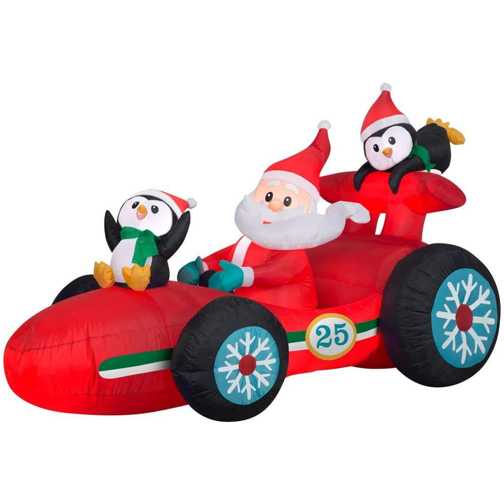 4 ft. Tall Airblown-Santa in Racecar Scene-LG