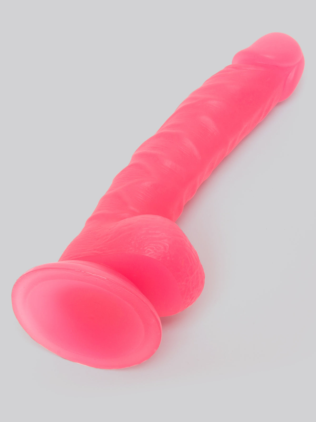 BASICS Glow In the Dark Realistic Suction Cup Dildo 8 Inch, Pink