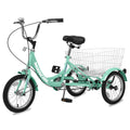 16" Kids/Aldult Tricycle Single Speed Cruiser 3 Wheels Bikes, Outdoor Children's Tricycle, Cyan