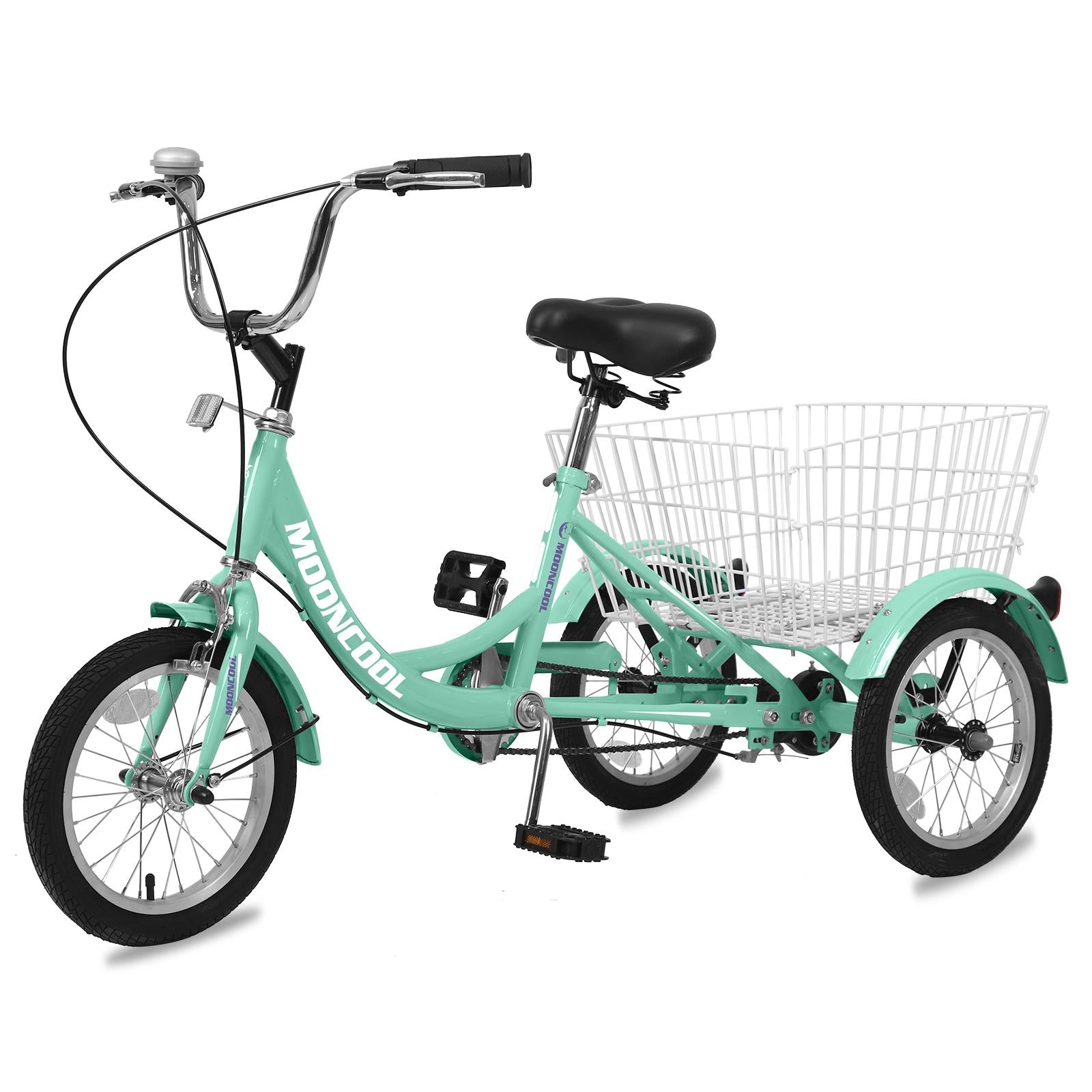 16" Kids/Aldult Tricycle Single Speed Cruiser 3 Wheels Bikes, Outdoor Children's Tricycle, Cyan