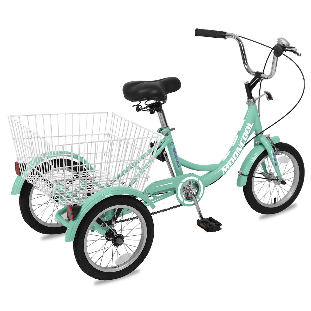 16" Kids/Aldult Tricycle Single Speed Cruiser 3 Wheels Bikes, Outdoor Children's Tricycle, Cyan