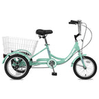 16" Kids/Aldult Tricycle Single Speed Cruiser 3 Wheels Bikes, Outdoor Children's Tricycle, Cyan