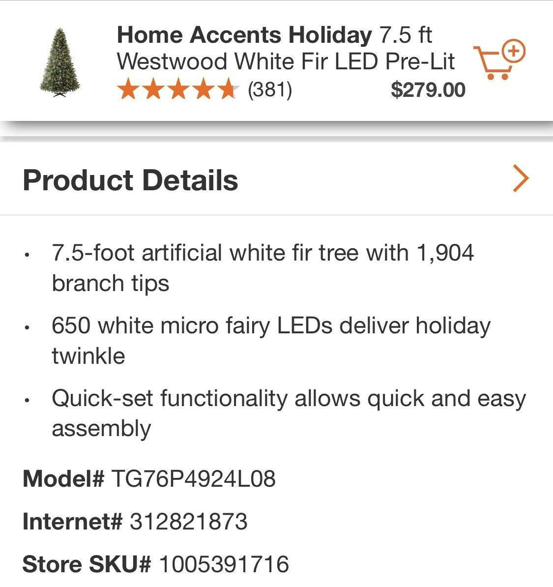 Home Accents Holiday 7.5 ft West LED Pre-Lit Artificial Christmas Tree