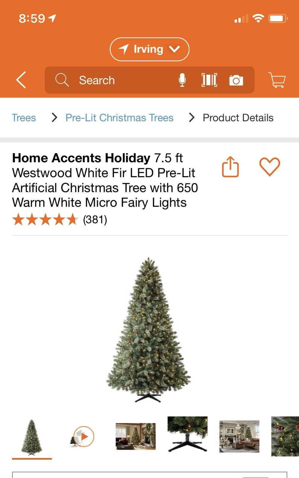 Home Accents Holiday 7.5 ft West LED Pre-Lit Artificial Christmas Tree