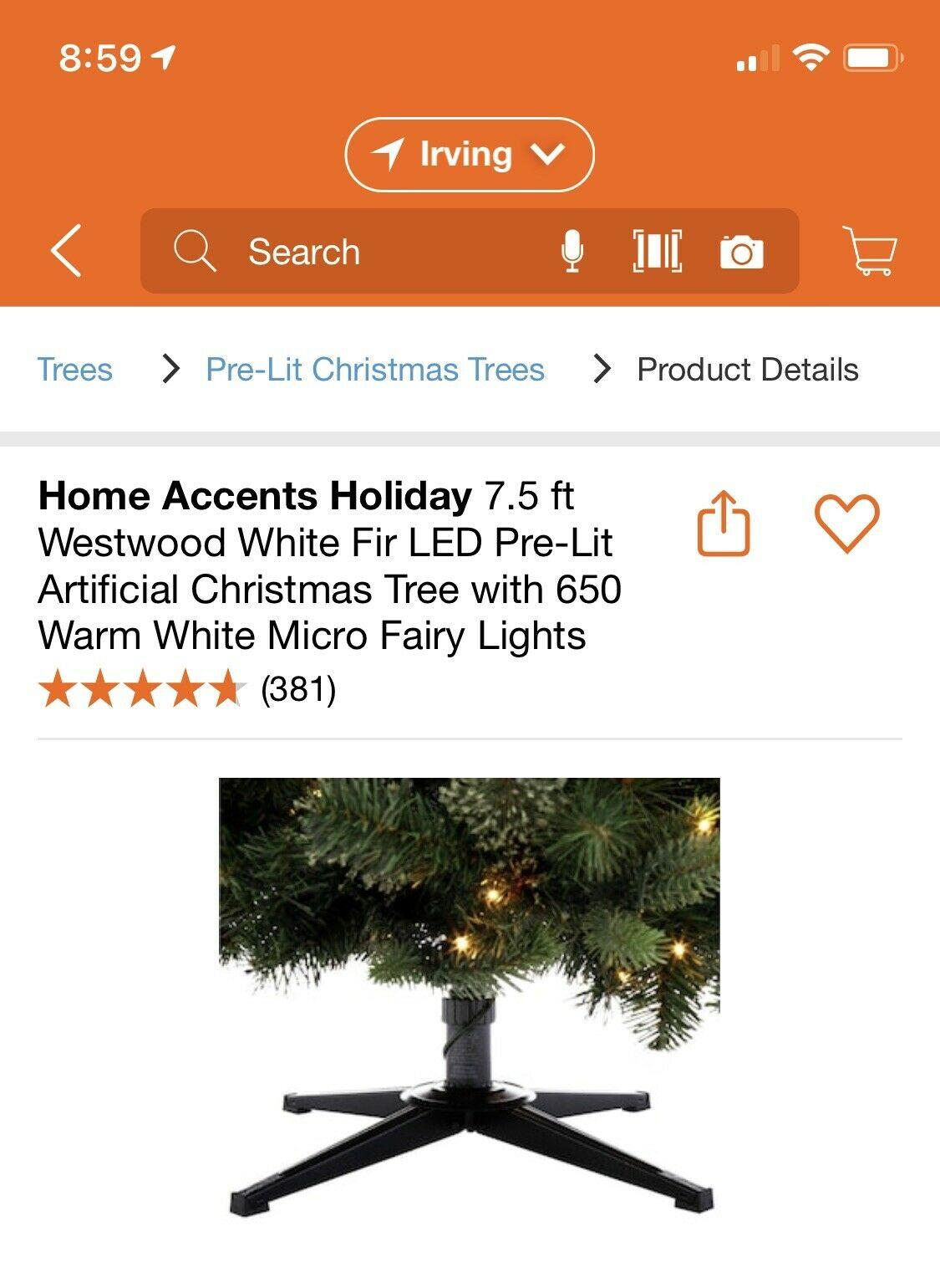 Home Accents Holiday 7.5 ft West LED Pre-Lit Artificial Christmas Tree